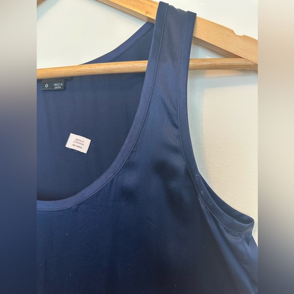 Theory Navy Silk-Blend Sleeveless Farica Shift Dress - Picture 3 of 4